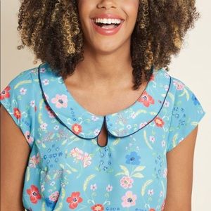 Super lovely blue floral top from ModCloth.